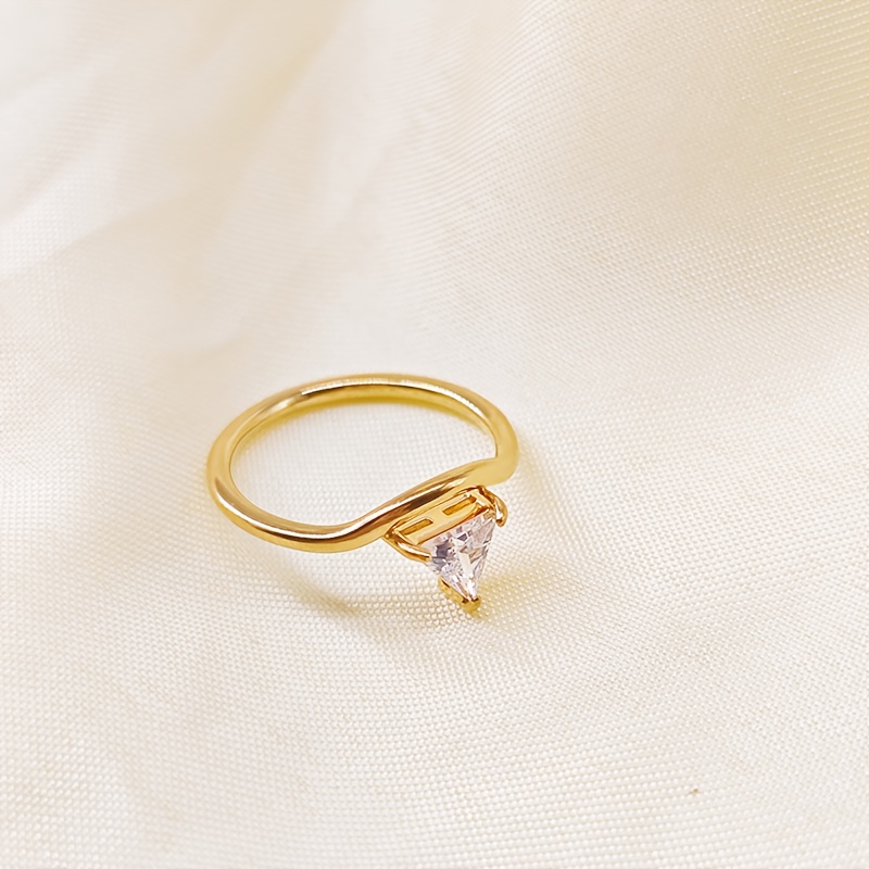 Women's Minimalist Stainless Steel Triangle Ring, Birthday Gift